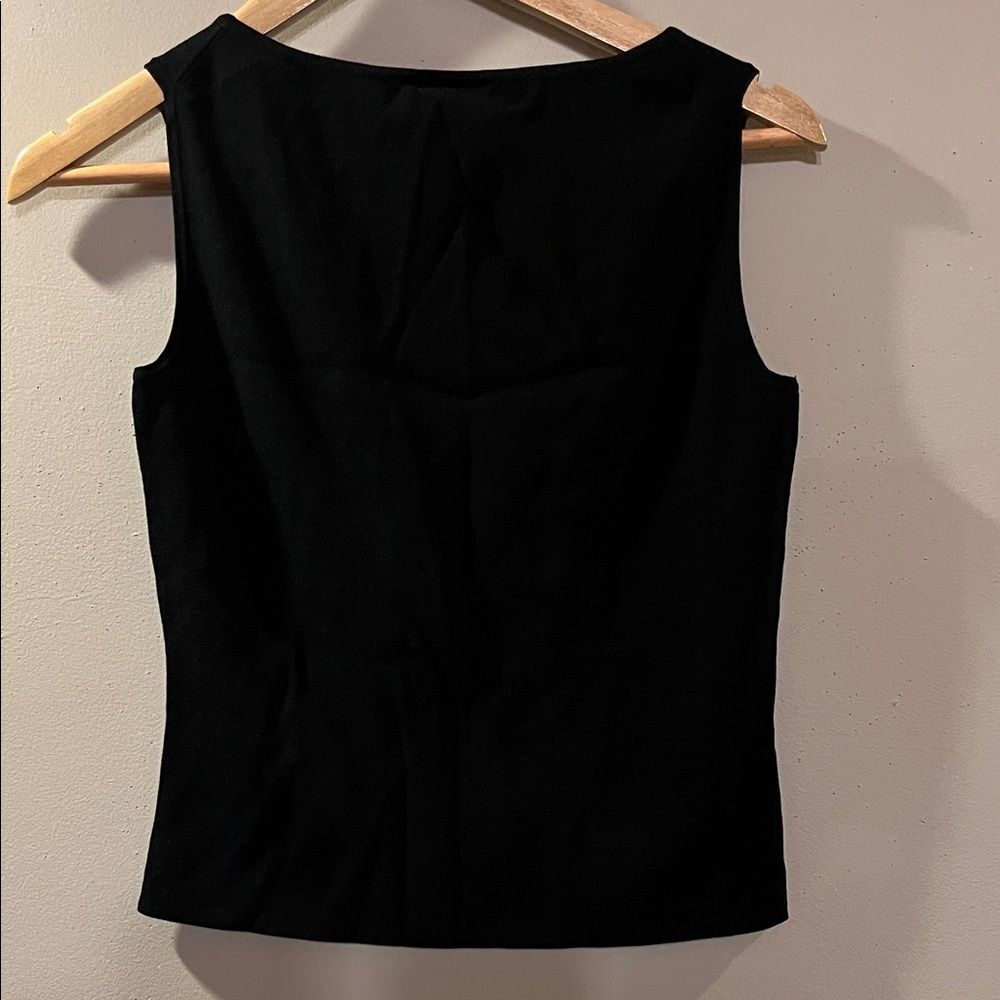 Talbots Black Ribbed Scoop-Neck Tank Top - Picture 5 of 7